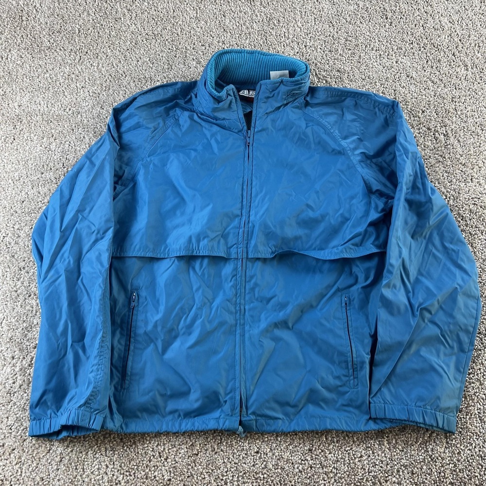 Vintage AEO Sport Jacket Mens Medium Blue Zip Windbreaker Vent Back Mesh Lined
